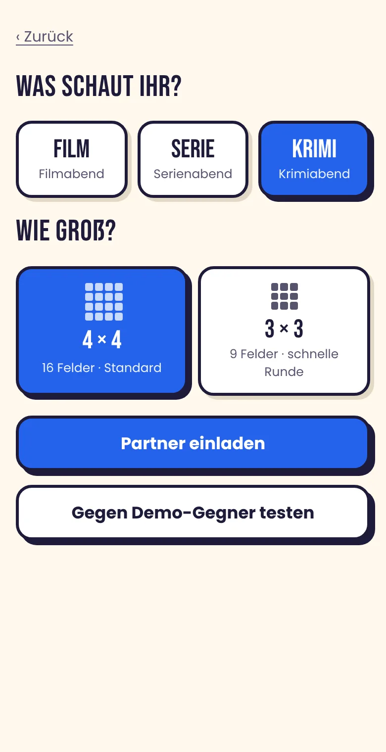 Film, Serie oder Krimi – und 4×4 oder 3×3